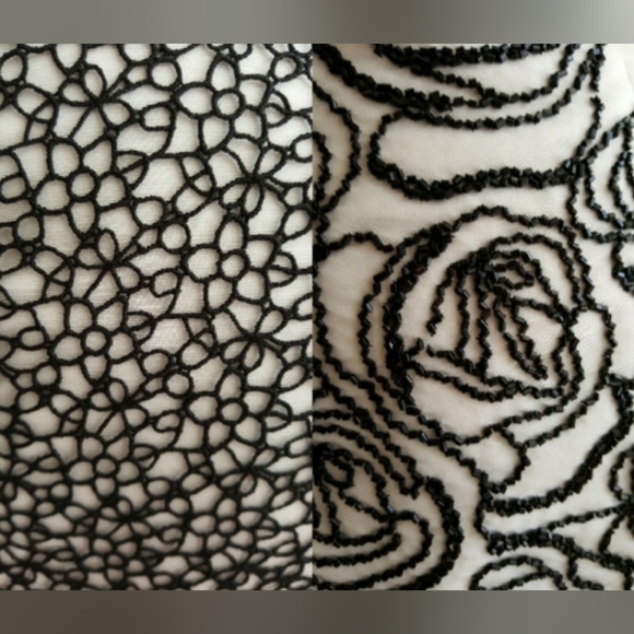 *$4990 NWT OSCAR DE LA RENTA SILK BEAD EMBR. WHT BLACK RUNWAY DRESS US 12 - Picture 6 of 8